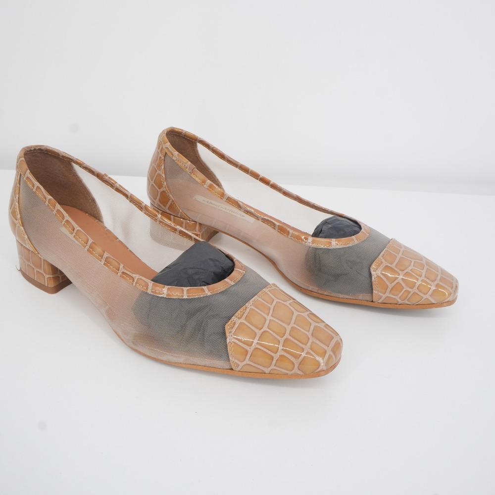 About Arianne Mina Mesh Pumps Womens 39 Tierra Croc Embossed Block Heel Spain